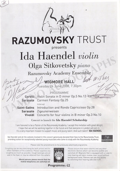 Haendel, Ida - Signed Program London 2008