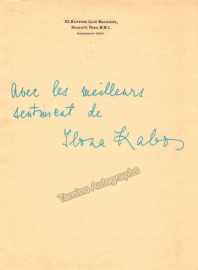 Kabos, Ilona - Autograph Note Signed
