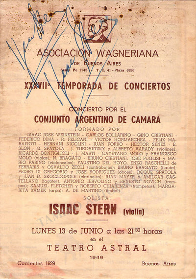 Stern, Issac - Signed Program Buenos Aires 1949