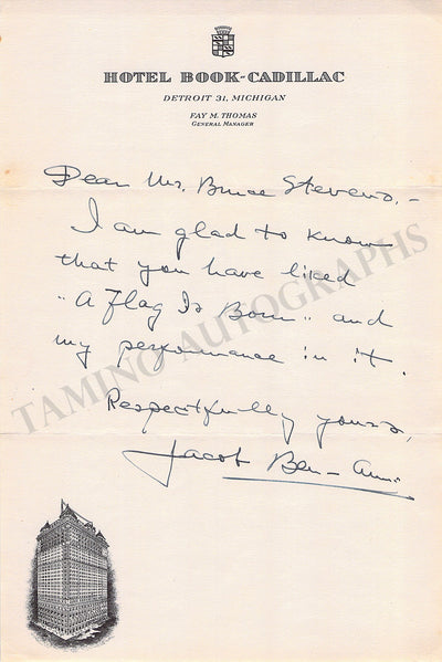 Ben-Ami, Jacob - Autograph Note Signed