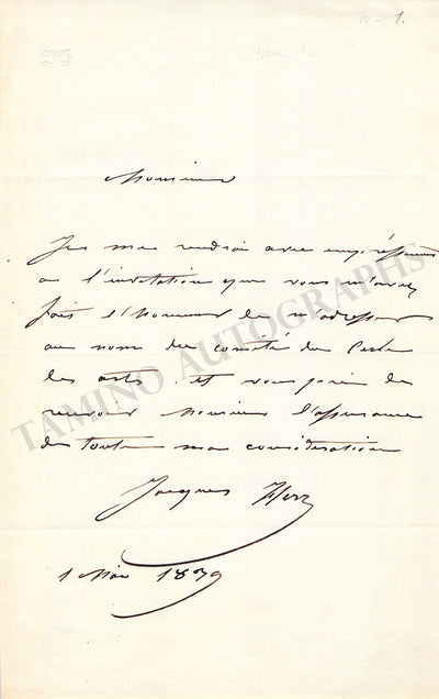 Herz, Jacques - Autograph Letter Signed 1879