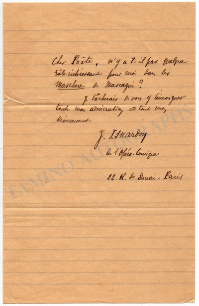Isnardon, Jacques - Autograph Note signed