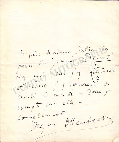 Offenbach, Jacques - Autograph Note Signed