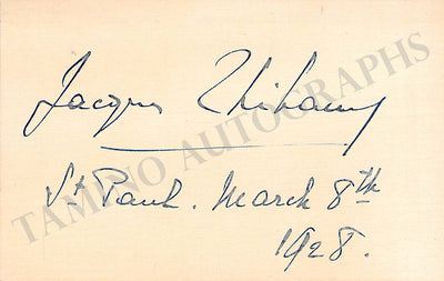 Thibaud, Jacques - Signed Card 1928