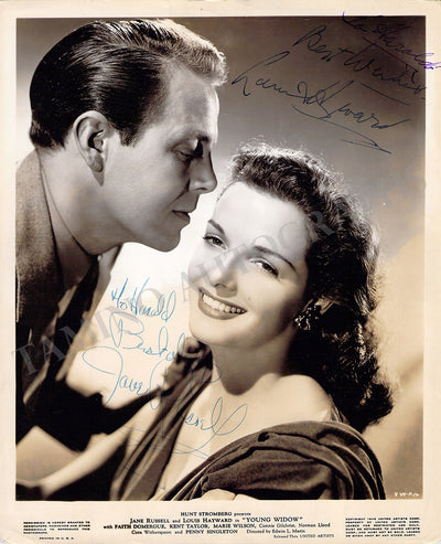 Russell, Jane - Hayward, Louis - Signed Photo in "Young Widow"