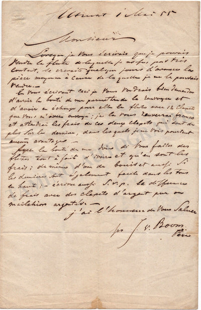 Boom, Jan van - Autograph Letter Signed 1855