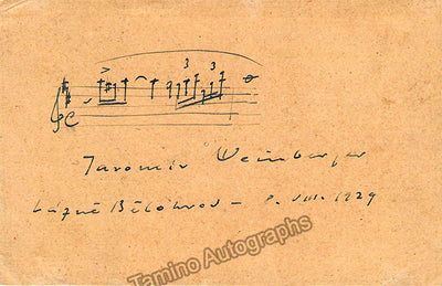 Weinberger, Jaromir - Autograph Music Quote Signed 1929