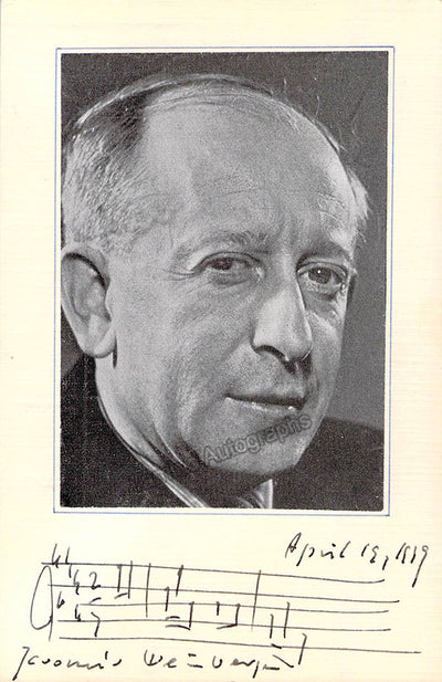 Weinberger, Jaromir - Autograph Music Quote Signed 1939