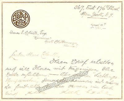 Bron, Jascha - Autograph Note Signed 1920