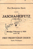 Heifetz, Jascha - Signed Program Seattle 1924