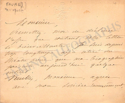 Faure, Jean-Baptiste - Autograph Note Signed