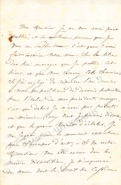 Ravina, Jean-Henri - Autograph Letter Signed