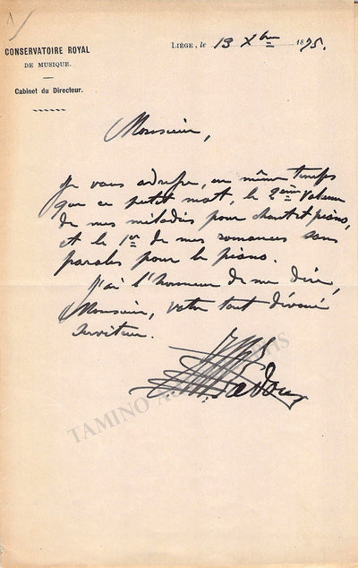 Radoux, Jean-Theodore - Autograph Letter Signed 1875