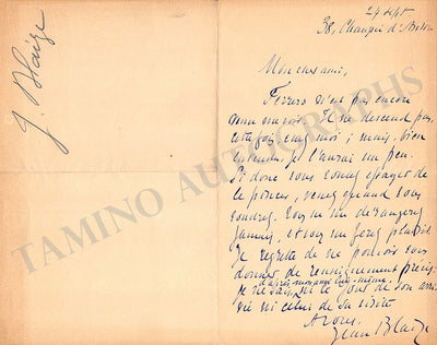 Blaize, Jean - Set of 3 Autograph Letters Signed