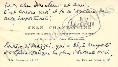 Chantavoine, Jean - Autograph Note Signed