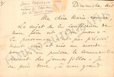Coquelin, Jean - Autograph Letter Signed