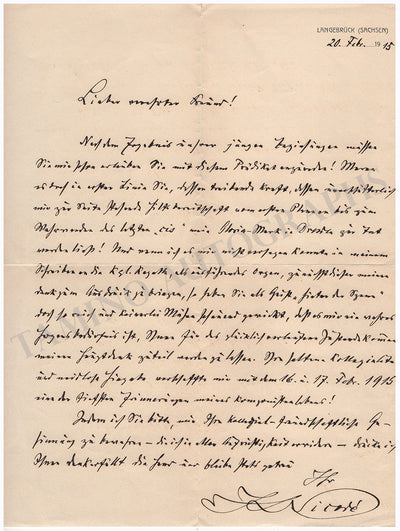 Nicode, Jean Louis - Autograph Letter Signed 1915