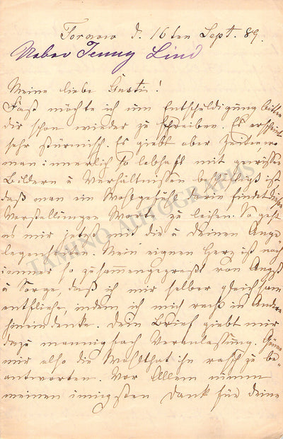 Lind, Jenny - Lot of 10 Autograph Letters Signed from friends and contemporaries