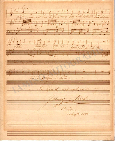Lind, Jenny - Autograph Music Quote Signed 1886