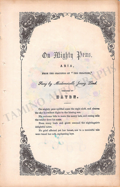 Lind, Jenny - Concert Program 1850