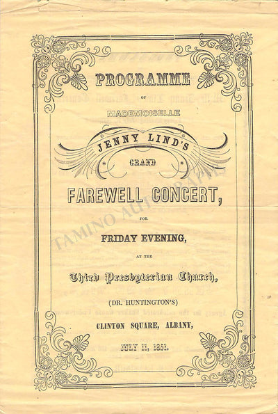 Lind, Jenny - Concert Program 1851