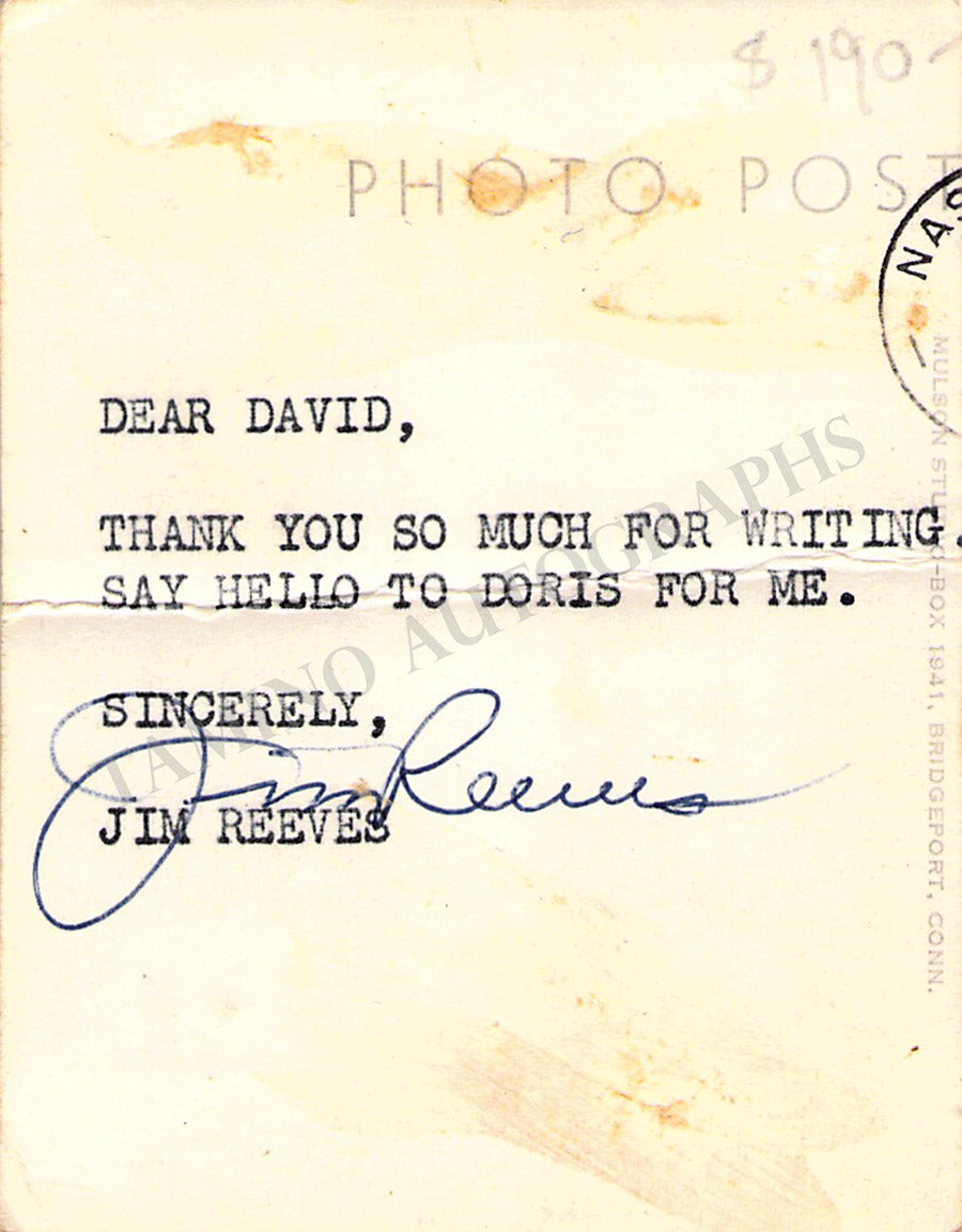 Jim Reeves Autograph Photograph
