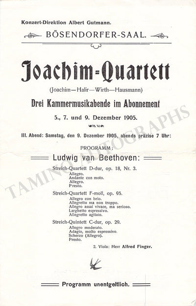 Joachim, Josef - Set of 7 Concert Programs Vienna 1897-1905