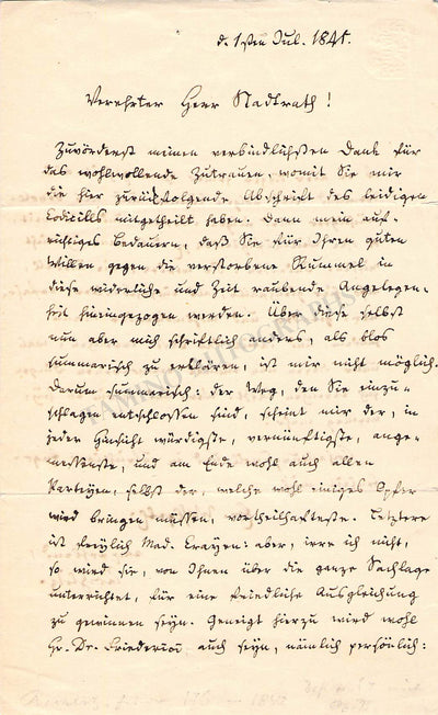 Rochlitz, Johann Friedrich - Autograph Letter Signed 1841