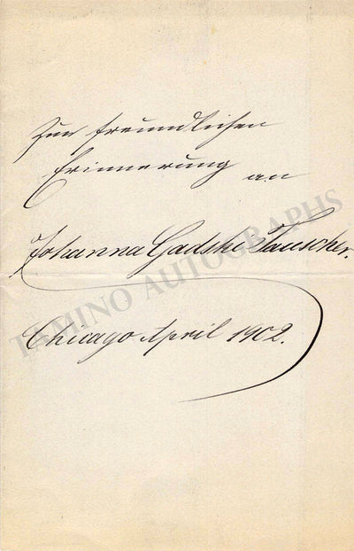 Gadski, Johanna - Signed Album Page 1902