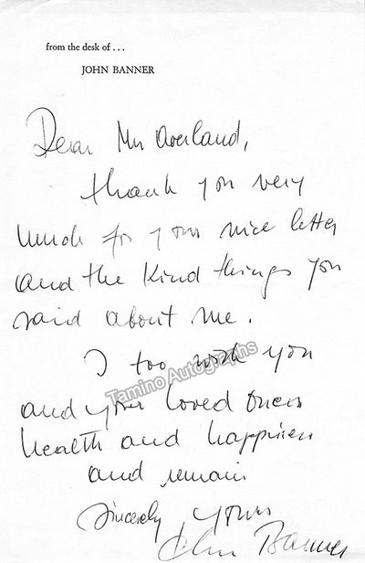 Banner, John - Autograph Note Signed
