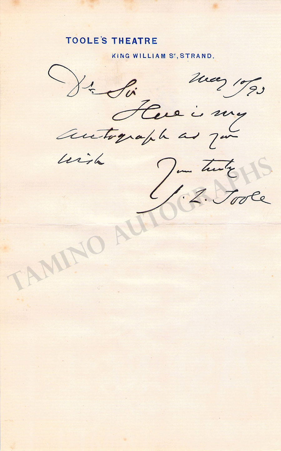 John Lawrence Toole Autograph Notes Signed set x 2
