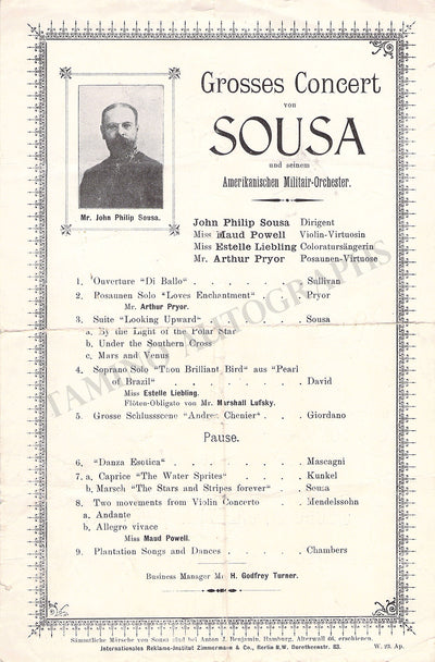 Sousa, John Philip - Concert Program 1910s