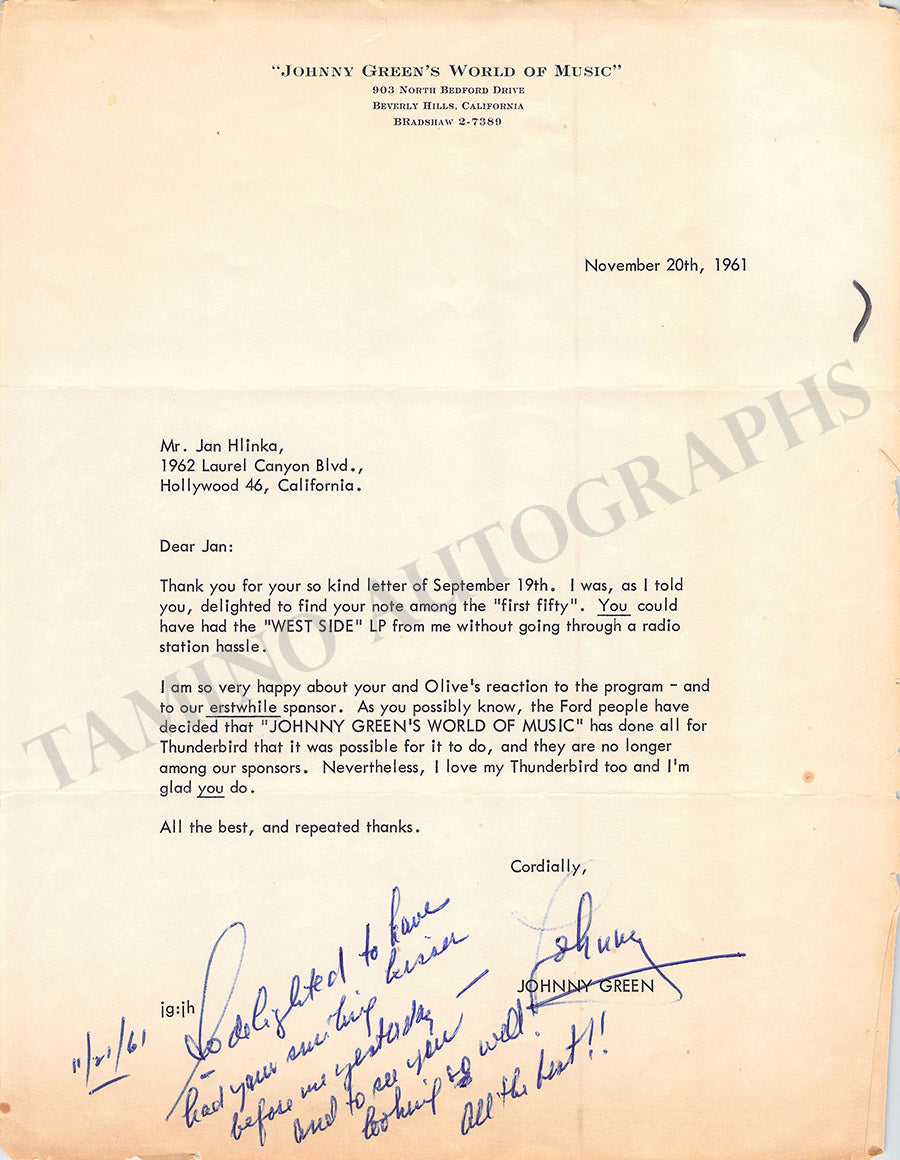 Signned Letters John Green Collection of Autograph & Typed Letters Signed