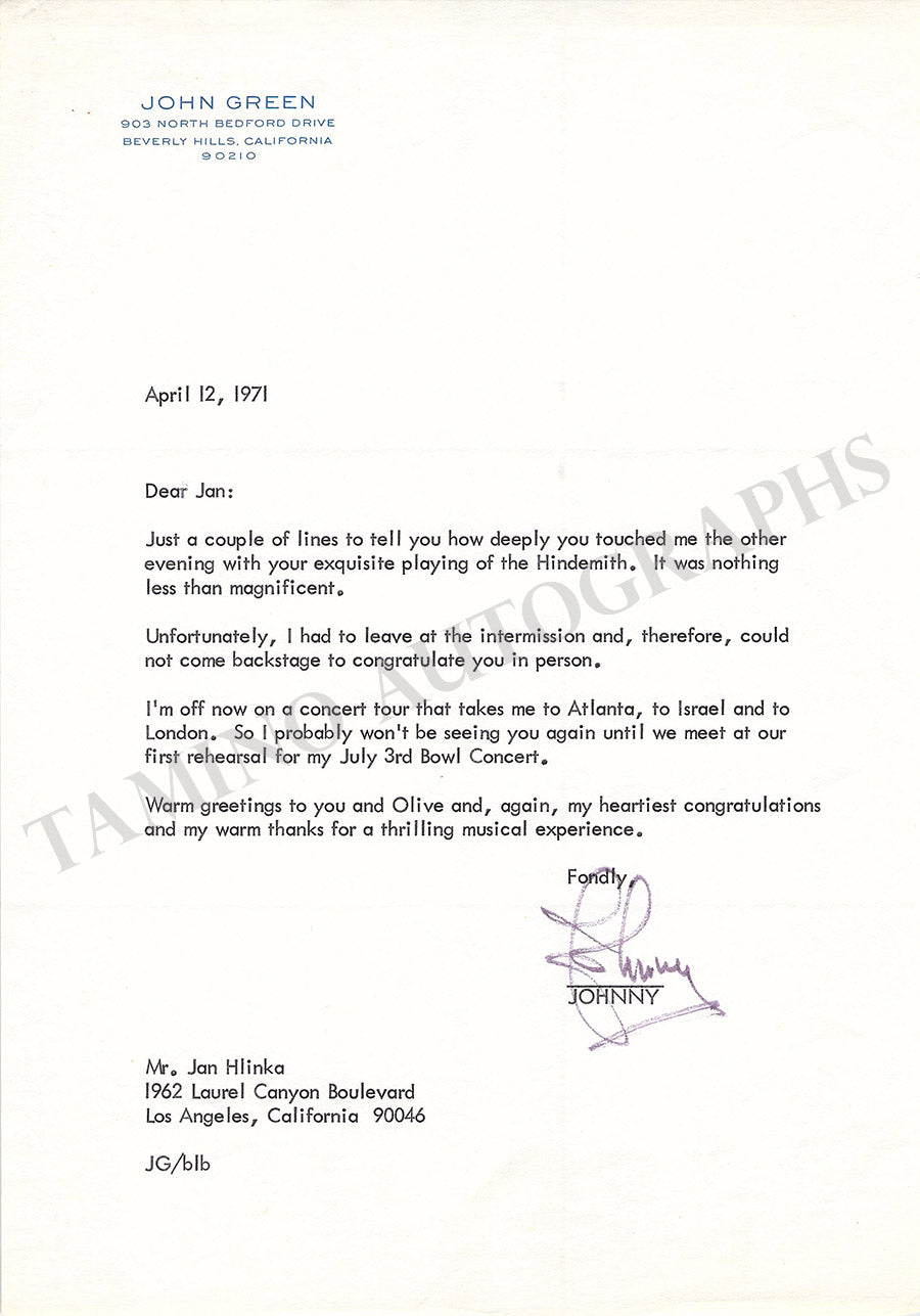 Sample Letters Requesting Autograph John Green Collection of Autograph & Typed Letters Signed