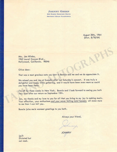 Green, John - Typed Letter Signed 1964