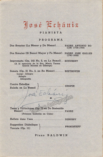 Echaniz, Jose - Signed Program Havana 1951