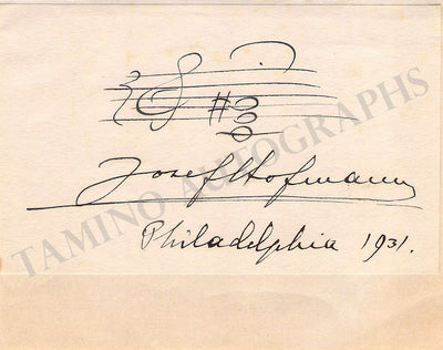 Hofmann, Josef - Autograph Music Quote 1931