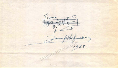 Hofmann, Josef - Autograph Music Quote Signed 1938
