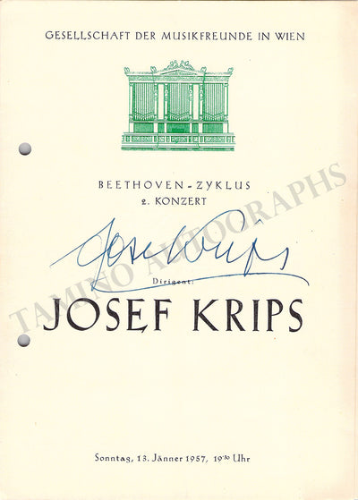 Krips, Josef - Signed Program Vienna 1957