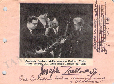 Zoellner, Joseph - Autograph Music Quote Signed