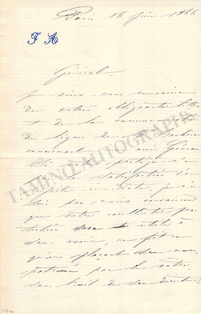 Armingaud, Jules - Autograph Letter Signed 1866