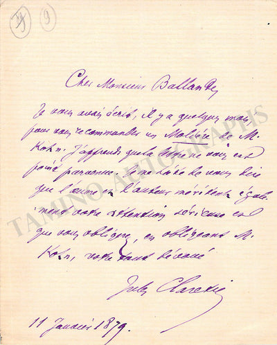 Claretie, Jules - Autograph Letter Signed 1879