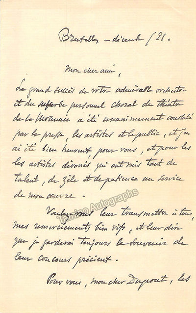 Autograph Letter Signed about Herodiade (1881)