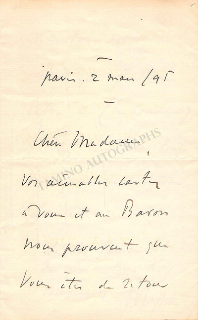 Signed Letter (Paris, 1895)