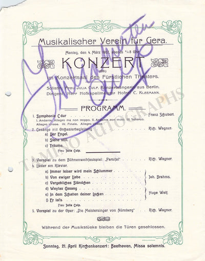 Culp, Julia - Signed Program 1907