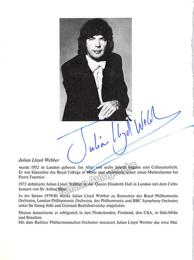 Lloyd Webber, Julian - Signed Bio Page