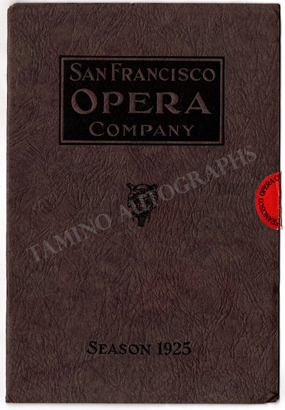 San Francisco Opera - Set of 3 Unsigned Programs 1925
