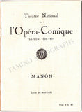 Theatre National de L'Opera Comique - Set of 10 Unsigned Programs 1917-1931