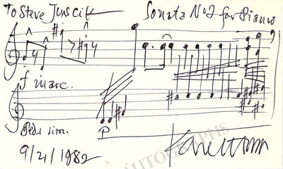 Husa, Karel - Autograph Music Quote Signed 1982