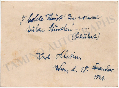 Alwin, Karl - Autograph Note Signed 1923